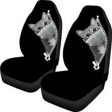 INSTANTARTS Car Seat Covers for Women Girls Black Funny 3D Animal Cat with People Zip Printed 2 Pack Front Seat Protector Covers 2024 - buy cheap