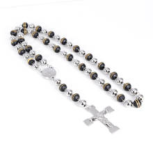 Stainless Steel Pendant Necklace For Woman Man Virgin Mary Jesus Christ Crucifix Cross Rosary Retro 26 Inch Silver Color Chain 2024 - buy cheap