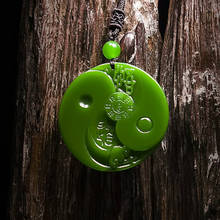 Green Jade Taiji Pendant Necklace Natural Chinese Carved Jadeite Jewelry Charm Amulet Fashion Gifts for Women 2024 - buy cheap