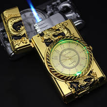 LED Luxurious Gold Watch Jet Lighter Torch Turbo Gas Lighter Windproof Cigar Cigarette Metal Lighter Inflated Butane Mens Gift 2024 - buy cheap