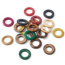 20pcs Mixed Color Dyed Wood Hollow Wooden Beads Coconut Linking Rings fo Earring Making Jewelry Findings Accessories 2024 - buy cheap