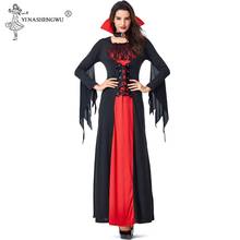 Luxo halloween sexy adulto mulher vampiro trajes vitoriano vamp fantasia vestido de festa vermelho e preto bruxa trajes femininos 2024 - compre barato