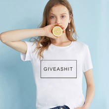 GIVEASHIT Футболка Белая Летняя футболка с коротким рукавом Повседневная женская уличная одежда размера плюс футболка с круглым вырезом модная футболка 2024 - купить недорого