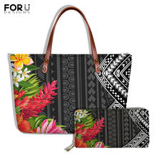 Forudesigns vintage feminino bolsa de ombro & bolsa 2 pçs conjunto havaiano polinésia hibisco floral flor impresso bolsa feminina bolsas 2024 - compre barato