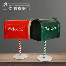 Retro Mailbox Storage Box 1PC Creative Wrought Iron Red Green Newspaper Letter Mail Post Storage Box Home Decoration 2024 - buy cheap