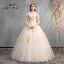 VLNUO NISA New Fashion Deep V-Neck Champagne Lace Wedding Dress Lace Up Custom Made Plus Size Bridal Gown Vestido De Noiva 30 2024 - buy cheap