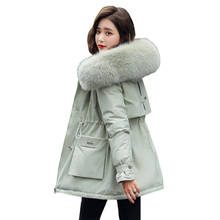 2021 Winter Women Long Down Jacket Wool Liner Solid Casual Female Cold Coat Hooded With Fur Collar  Thick Warm Outwear 2024 - buy cheap