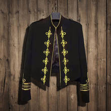 High Quality Flower Embroidert Wedding Dress Jacket Men Black Gold Metal Button Unique Men Blazer Jacket Irregula Length Blazer 2024 - buy cheap