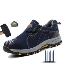 Manlegu-zapatos de trabajo de seguridad para hombre, botas de cuero, calzado de seguridad ligero con puntera de acero, zapatillas antigolpes, nuevas 2024 - compra barato