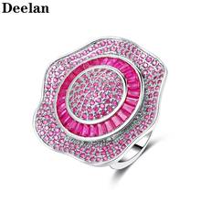 Deelan   Fashion Wedding Engagement  free shipping Flower Shape Big Zircon Stone Rings for Women Jewelry 2024 - buy cheap