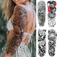 Large Arm Sleeve Tattoo Lion Tiger Clock Waterproof Temporary Tatto Sticker Rose Mask Body Art Full Fake Tatoo Women Men 2024 - buy cheap