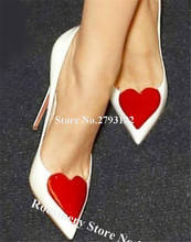 Brand Deisgn Women Pointed Toe Red Heart Stiletto Heel Pumps White Black Sexy 8cm 10cm 12cm High Heels Formal Dress Shoes 2024 - buy cheap
