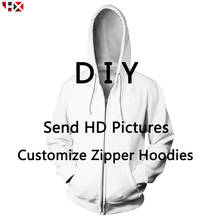 Diy design personalizado zíper hoodies homem/mulher 3d impresso própria imagem/estrela/cantor/anime/desenhos animados estilo casual hoodie topos x246 2024 - compre barato
