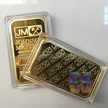 5 pçs johnson matthey jm barra de lingote real 24k ouro chapeado lingote emblema decoração para casa barras 2024 - compre barato