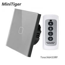 Minitiger-interruptor de parede com controle remoto, cinza, padrão ue, luz sensível ao toque, sem fio, 1 gang, controle remoto 2024 - compre barato