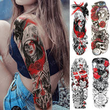 Большой рукав для руки татуировка ворона клоун Лев цветок водостойкая наклейка для стрельбы Талия Ноги боди-арт полностью искусственная татуировка для женщин 2024 - купить недорого