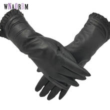 Guantes largos de piel auténtica para mujer, manoplas cálidas de piel de conejo, suaves, de alta calidad, para invierno, novedad 2024 - compra barato