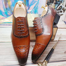 Luxury Men Oxford Shoes Snake Skin Prints Classic Formal Dress Shoe Black Brown Blue Red Lace Up Pointed Toe Leather Shoes Men 2024 - купить недорого