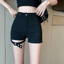 Calças curtas de cintura alta das mulheres sexy verão moda coreano jean denim shorts roupas femininas perna larga 2024 - compre barato