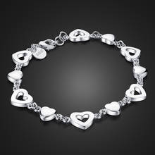 Fashion 100% 925 Sterling Silver Heart Bracelet Woman Bohemia Hand catenary Beautiful  Jewelry For Lady Birthday Gift 2024 - buy cheap