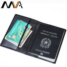 MVA 100% Genuine Leather Business Card Holder for Credit Black Passport Cover Casual Passports For Document Pouch Cards Case 899 2024 - buy cheap