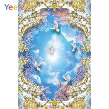 Yeele-fondos de vinilo para estudio fotográfico, telón de fotografía con diseño de palomas blancas, cielo, iglesia, flores en relieve de lujo, para sesión fotográfica 2024 - compra barato