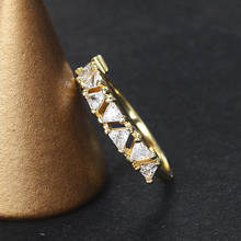 2020 New Triangle Zircon Hollow Engagement Rings For Women  Charm Gold Color Wedding Rings Party Gift Fashion Jewelry 2024 - buy cheap