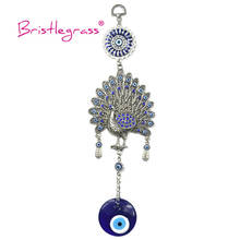 BRISTLEGRASS-amuletos de pavo real de la suerte, colgante de pared, Péndulo de bendición, decoración de protección, azul, ojo malvado 2024 - compra barato