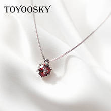 New Collection 100% 925 Sterling Silver Red Zircons Necklaces Pendant For Women Minimalist Geometric Silver S925 Fine Jewelry 2024 - buy cheap