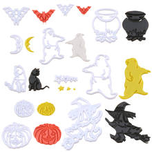 11Pcs/set Halloween Fondant Stamp Molds Moon Star Pumpkin Witch Ghost Bat Cake Decorating Tools Cookie Cutter Chocolate Moulds 2024 - buy cheap