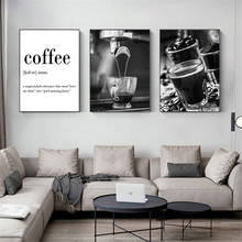 Tela de vinho e café pôster de comida preto e branco arte de parede impressão cozinha café citações pintura imagens decoração de parede sala de jantar 2024 - compre barato