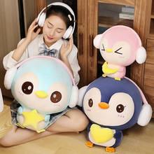 1pc 20/38/55CM precioso pingüinos de peluche Animal relleno kawaii pingüino con auriculares muñecas almohada regalo de Navidad para niñas bebé 2024 - compra barato