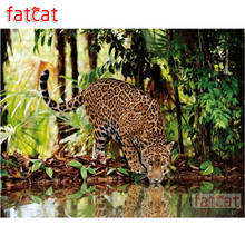 FATCAT-pintura de diamante redondo y cuadrado completa, bordado de diamantes de animales, decoración bordada con aguja AE1315 2024 - compra barato