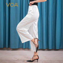 VOA-pantalones de pierna ancha elásticos y transpirables, Jacquard de seda, blanco, oscuro, con flecos, bolsillo lateral Simple, informal, KE105, 19 m/m 2024 - compra barato