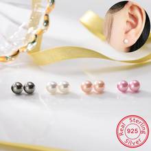 ZEMO 3-4MM Fresh Pearl Ball Stud Earring for Women 4 Colors Sterling 925 Silver Earring Girls'Ear Helix Piercing Jewelry brincos 2024 - buy cheap