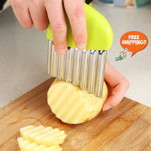 Corrugated Cutting Chopped Potato Slices Knife Wave Onion Potato Slicer Cutter Wrinkled French Fries Salad Kitchen Gadgets 2024 - buy cheap