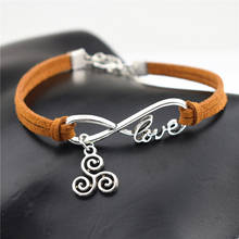 10 Colors Vintage Infinity Love Triskele Triskelion Charm Leather Bracelets Triple Spiral Jewelry for Women Men Girl Gifts 2024 - buy cheap