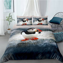 3D Gray Quilt Cover Sets Penguin Linens Bed Pillow Sham King Queen Super King Twin Double Size 180*210cm Animals Bedclothes 2024 - buy cheap