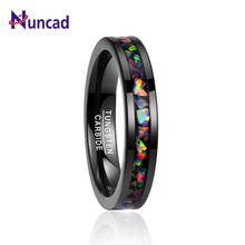 Nuncad-Anillo de boda de carburo de tungsteno para hombre, Ópalo incrustado de 4MM de ancho, sencillo, color negro, T091R 2024 - compra barato