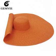 Большая пляжная шляпа GEMVIE, летняя соломенная шляпа с широкими полями для женщин 2020, Новая женская Солнцезащитная шляпа для путешествий, фото 2024 - купить недорого