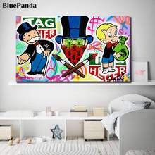 Alec Monopolyingly Graffiti Street Art Canvas Prints Picture Modular Paintings For Living Room Poster On The Wall Home Decor 2024 - buy cheap