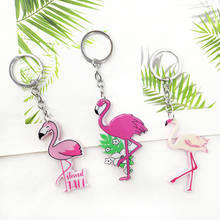 Creative new tide brand acrylic flamingo keychain pendant DIY tag bag car key accessories 2024 - buy cheap