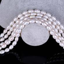 Forma de arroz branco pérola natural pérolas de água doce contas fazendo para jóias pulseira colar acessórios para mulher tamanho 6-7mm 2024 - compre barato