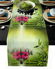 Pedras de bambu flores vermelhas corredor mesa moderna festa jantar corredor mesa casamento decoração toalha e placemats 2024 - compre barato