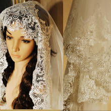 Véu de noiva com pente de 3m, véu de casamento em branco/marfim, mulheres reais, com contas de renda, acessórios 2024 - compre barato