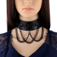Gargantilha com colar espinho, feminino, masculino, couro, corrente, joias no pescoço, punk, estética, acessórios góticos 2024 - compre barato