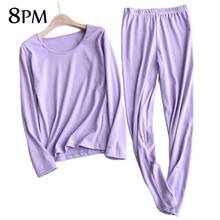 Women's Winter Thermal Underwear Cotton Soft  Good Elasticity Set  Sleeve Pants Suit Thin Round Neck Clothes ouc1744 2024 - buy cheap