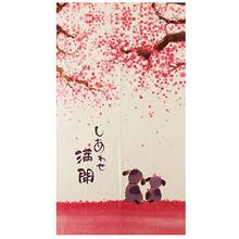 Cortina para puerta estilo japonés 85X150Cm perros felices flor de cerezo 2024 - compra barato