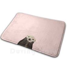 Cute Otter Against A Rose Gold Background. Minimalist. Coastal. Adorable. Soft Non-Slip Mat Rug Carpet Cushion Otter 2024 - buy cheap