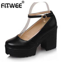 FITWEE Size 34-43 Women High Heels Shoes 4 Colors Ankle Strap Hig Platform Shoes Woman Fashion Classic Pumps Ladies Footwear 2024 - buy cheap